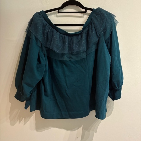 Maeve V-Neck Bow Sweater Sz Large Teal / Evergreen - Picture 5 of 8